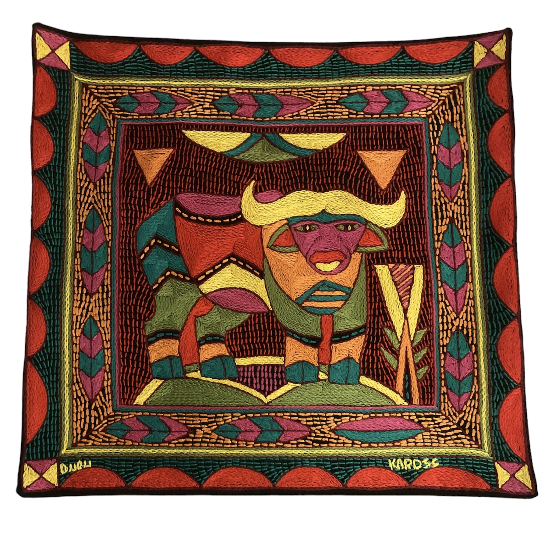 100% Hand-Embroidered Shangaan Cushion Cover  #201909