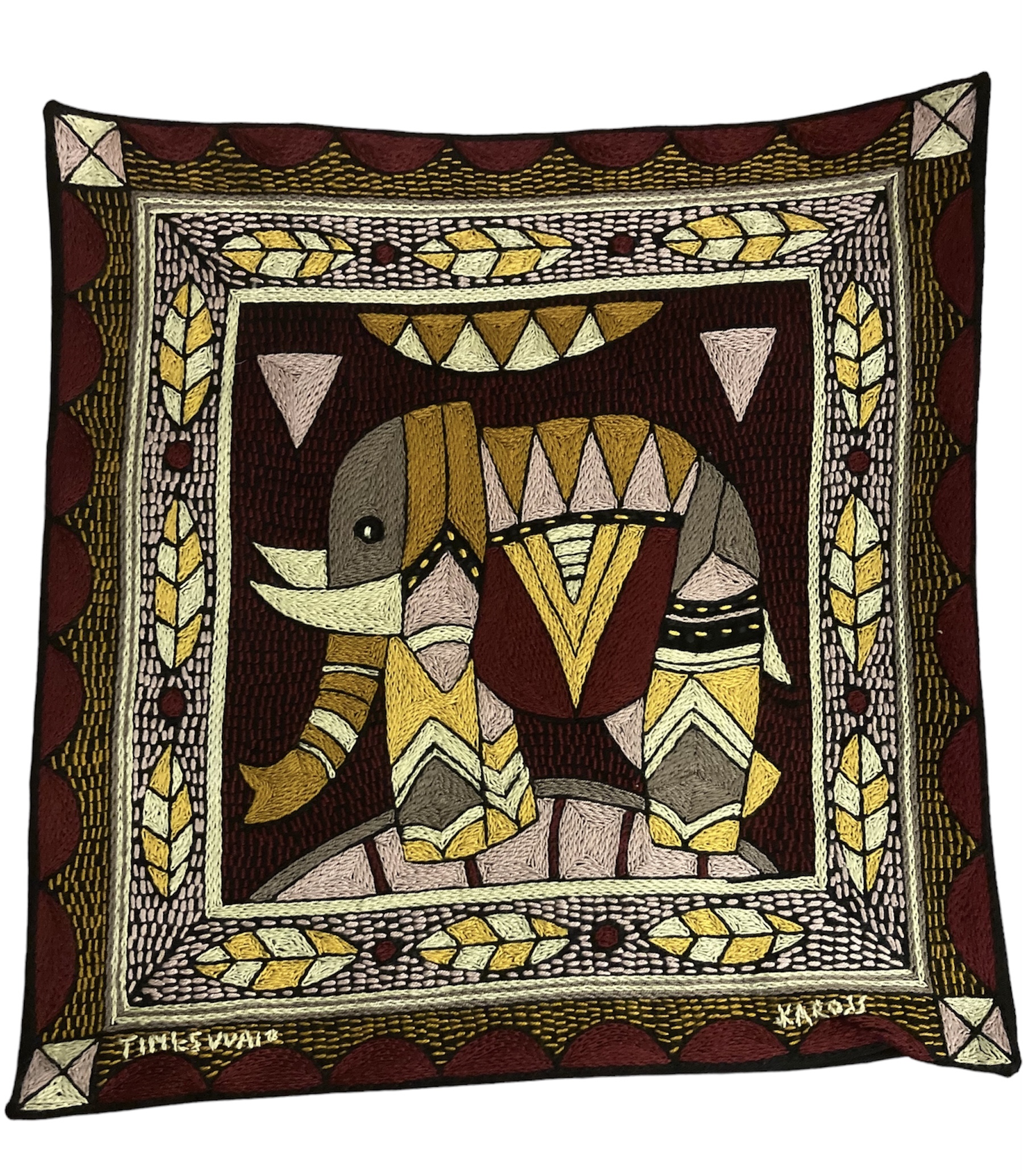 100% Hand-Embroidered Shangaan Cushion Cover  #201915