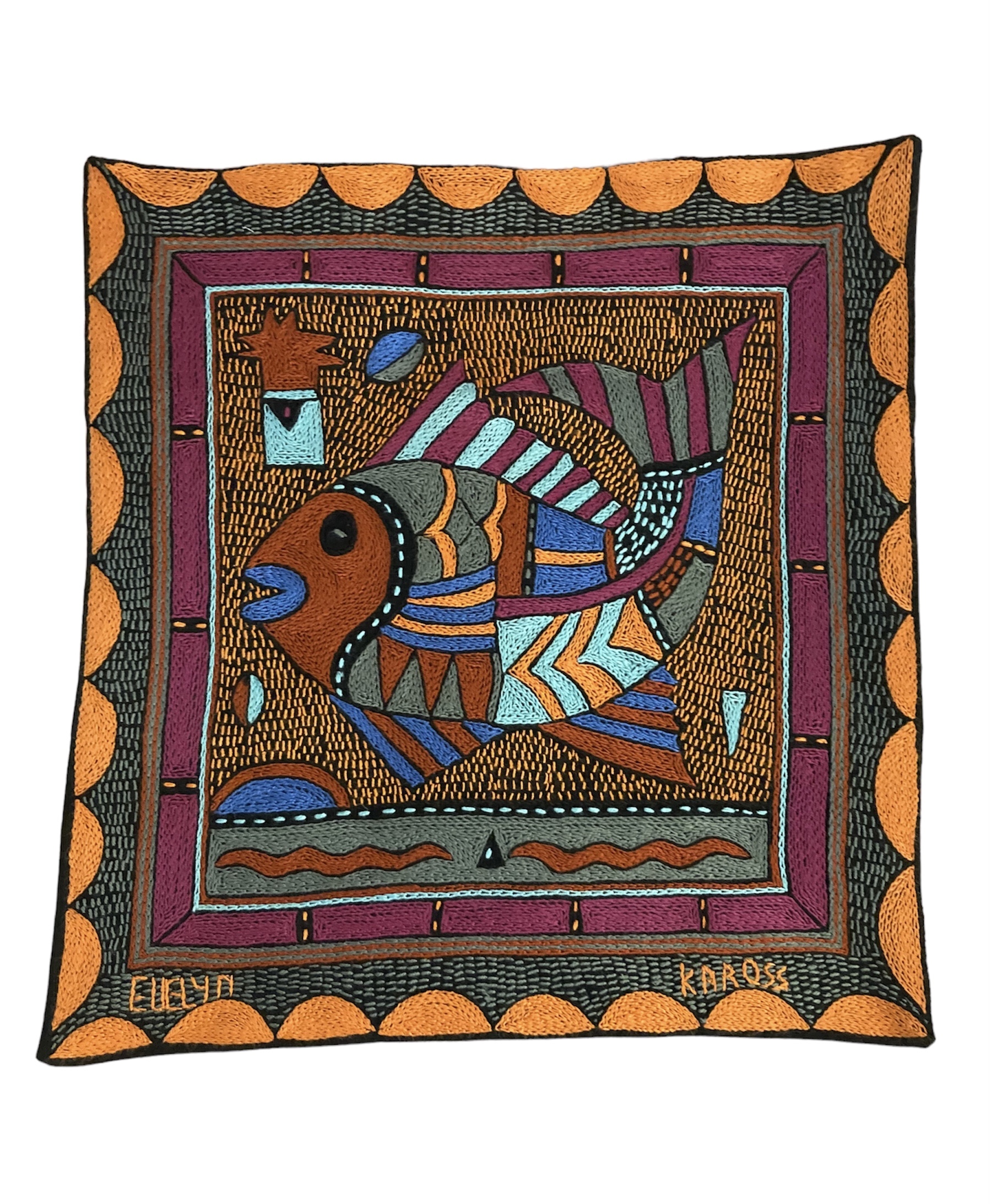 100% Hand-Embroidered Shangaan Cushion Cover  #201902