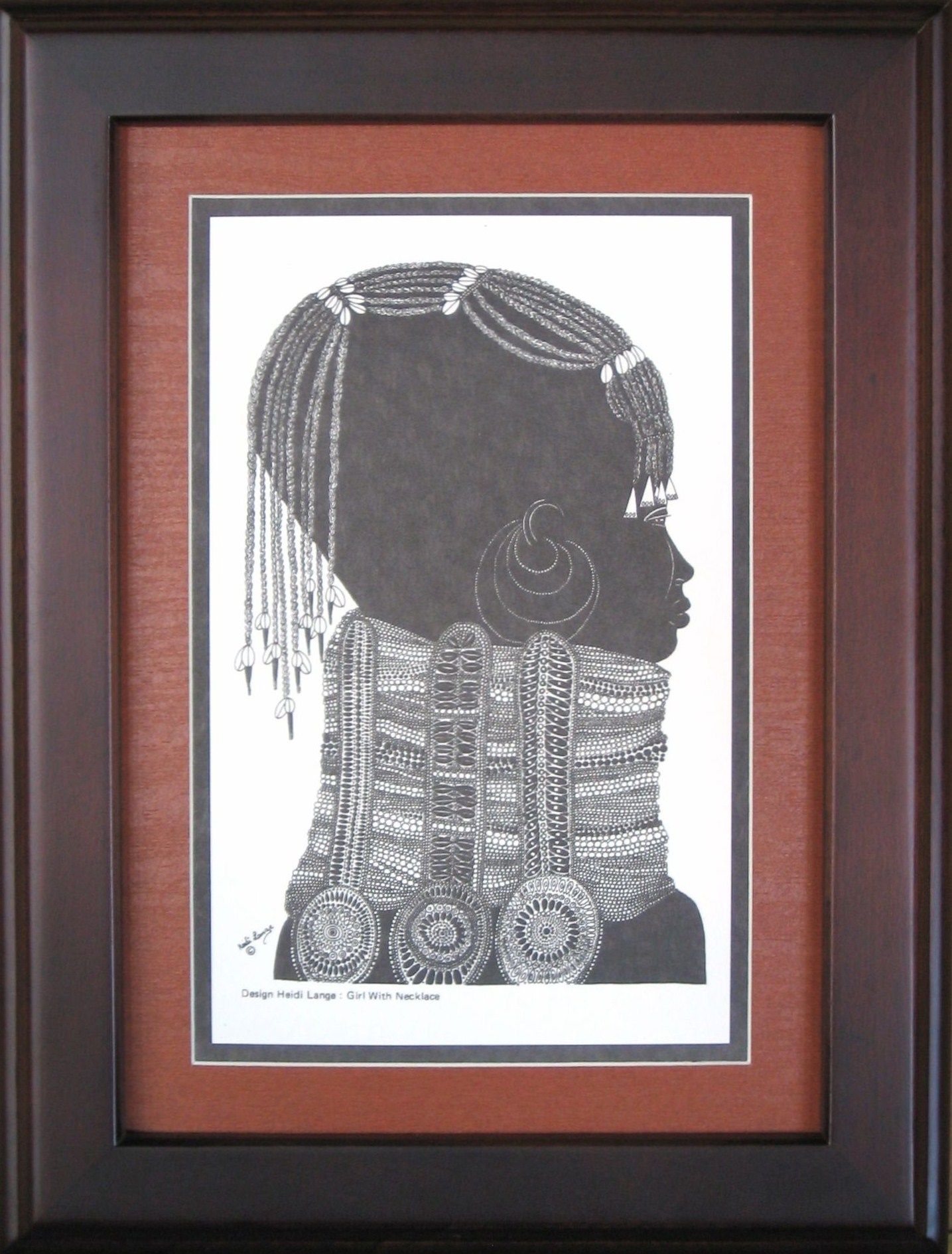Girl with Necklace Print - Tan - Framed & Mounted