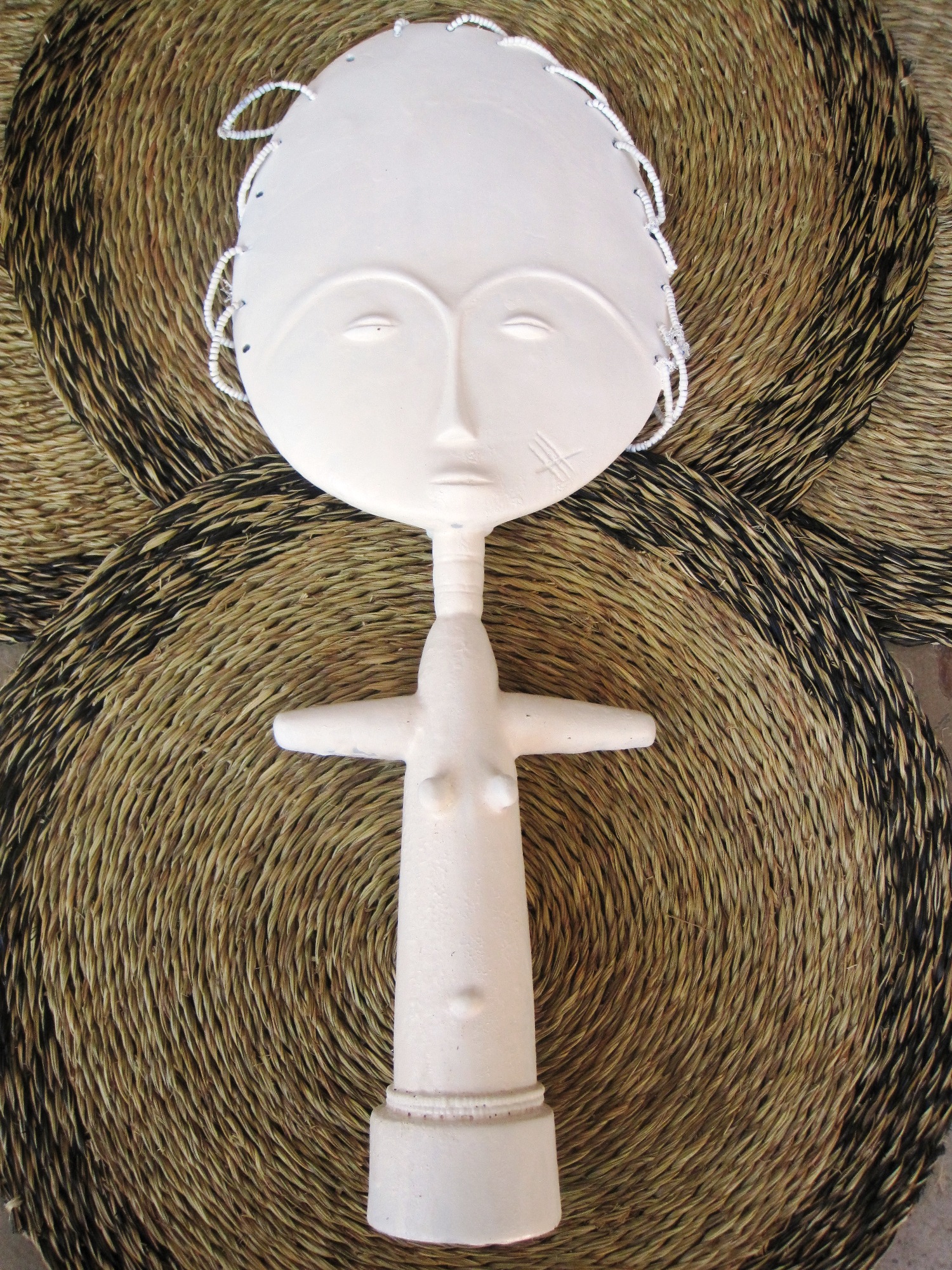 Asante (Ashanti) Akua'ba Fertility Doll from Ghana - White