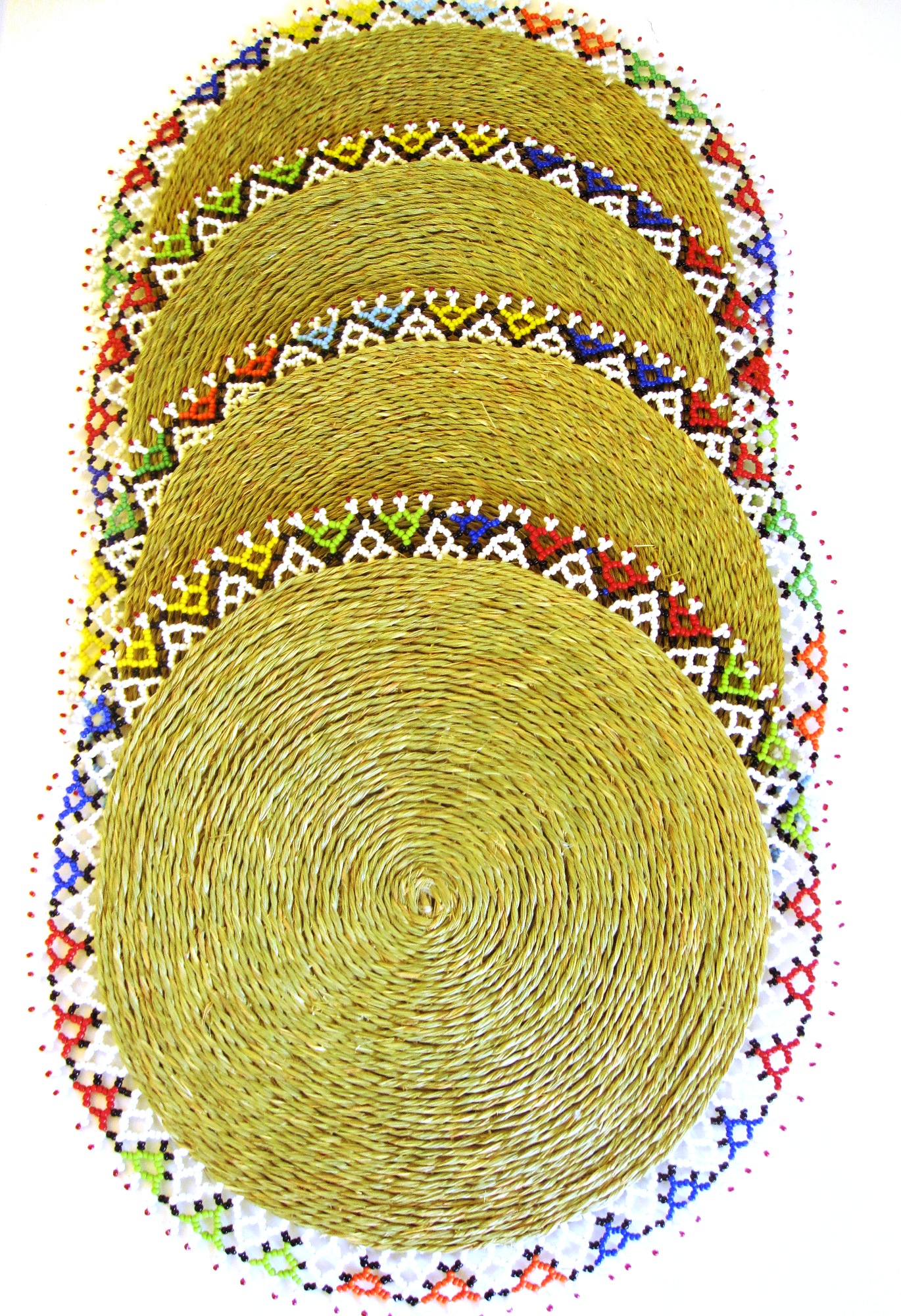 Ndebele Grass & Bead Placemat - Multicolor - X Large - Set of 4