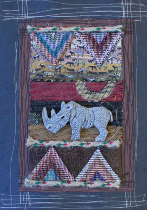 Handmade African Greeting Card - Rhino