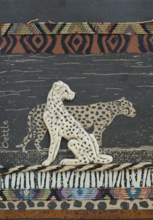 Handmade African Greeting Card - Two Cheetahs