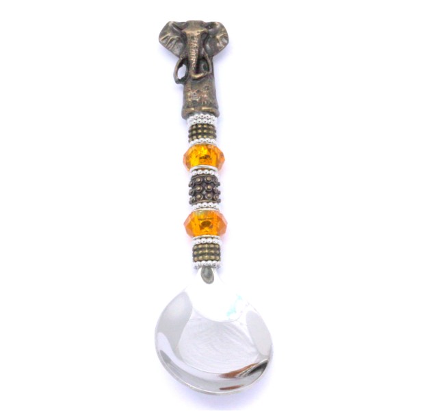 Elephant Head Beaded Stainless Steel Spoon