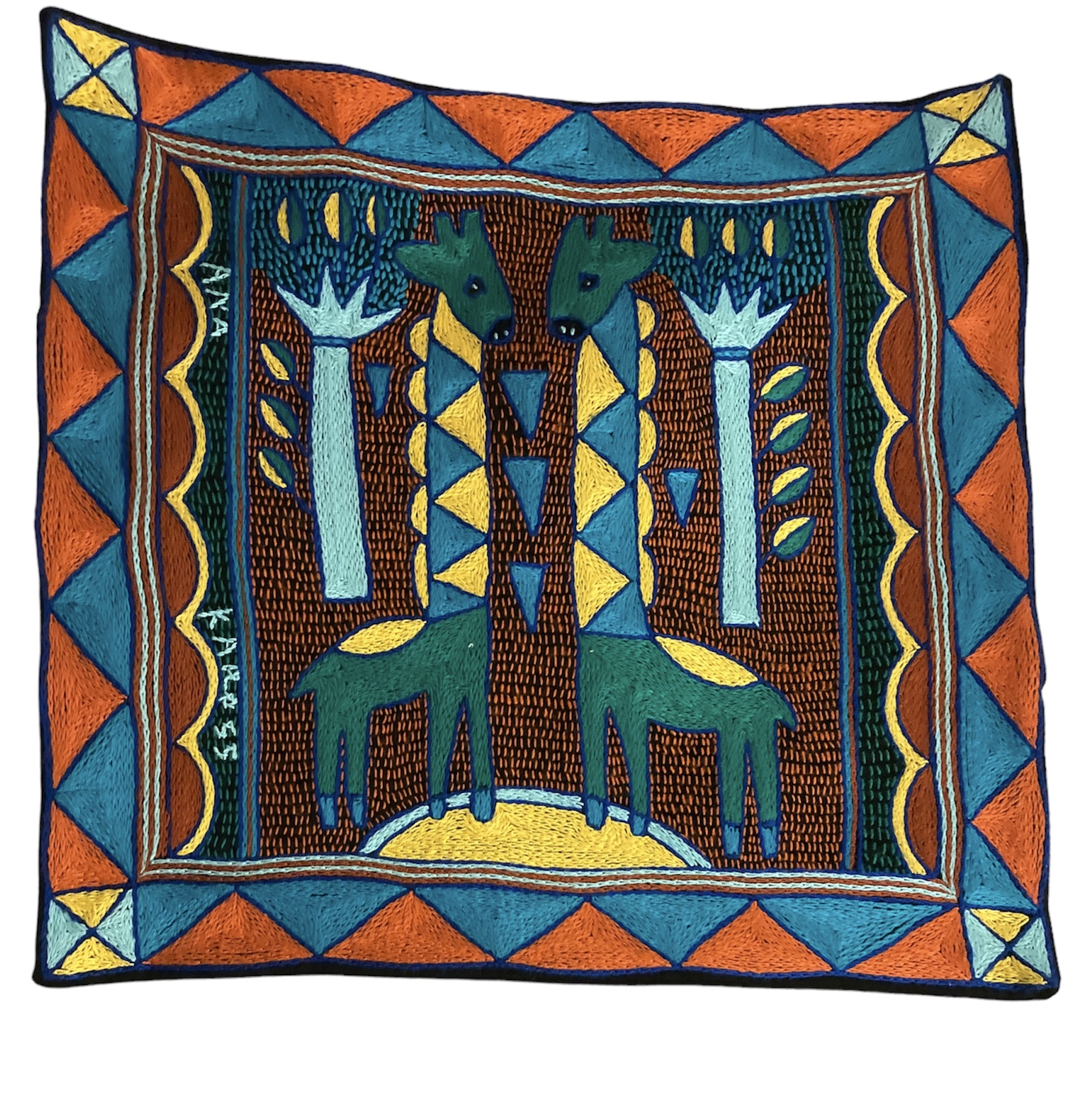 100% Hand-Embroidered Shangaan Cushion Cover  #201924