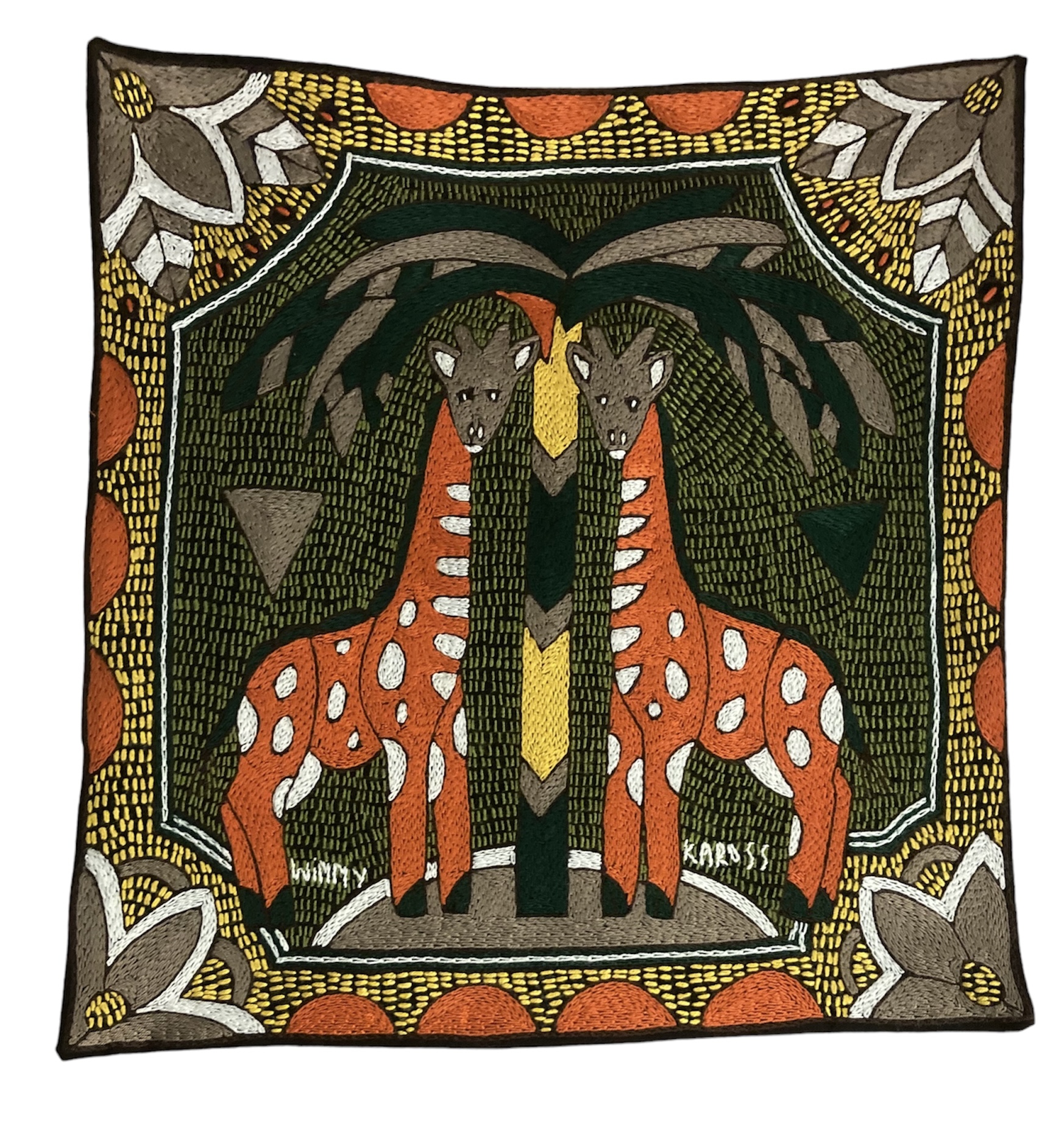 100% Hand-Embroidered Shangaan Cushion Cover  #201908