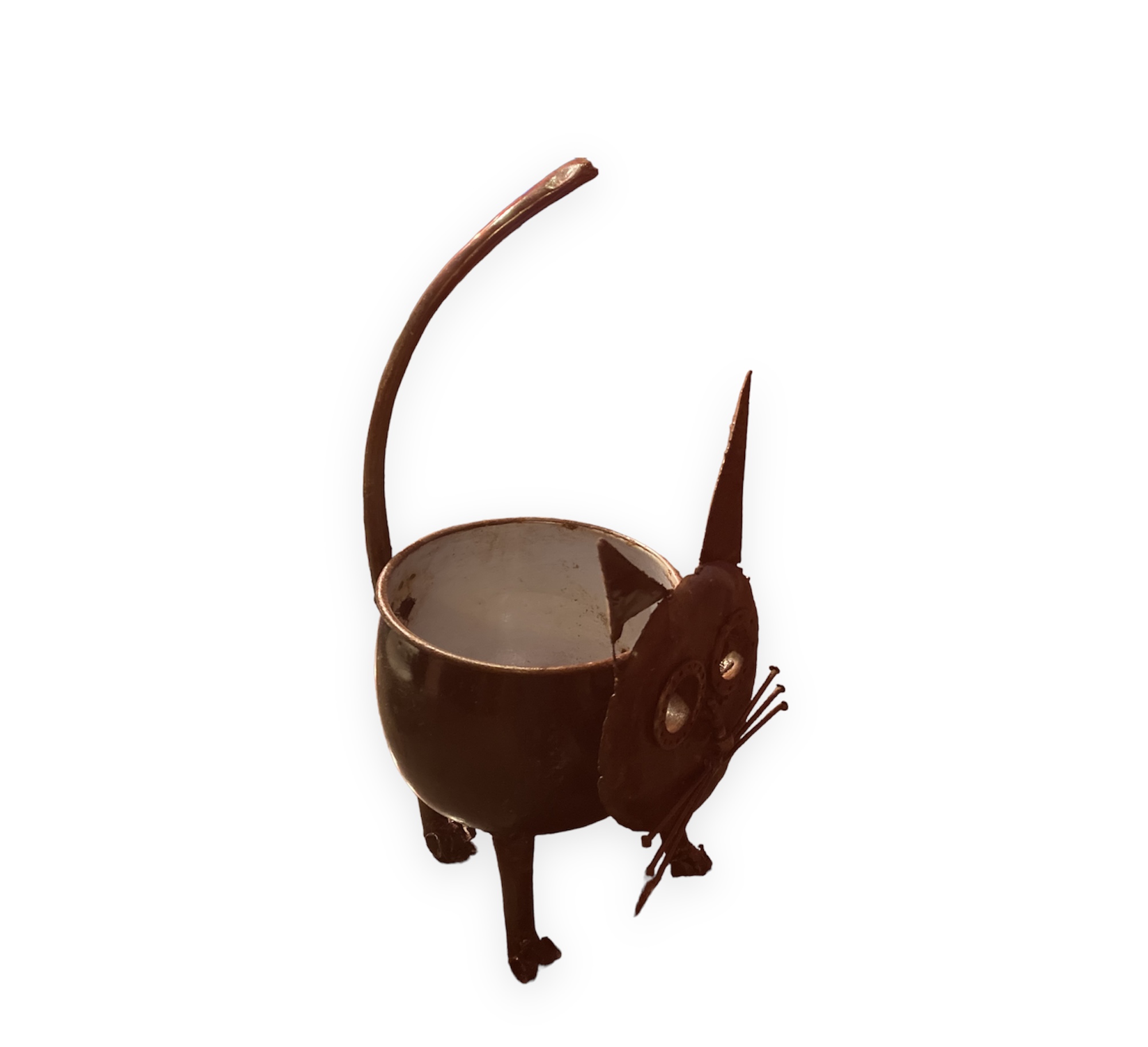 Cat Pot Metal Sculpture by Spencer