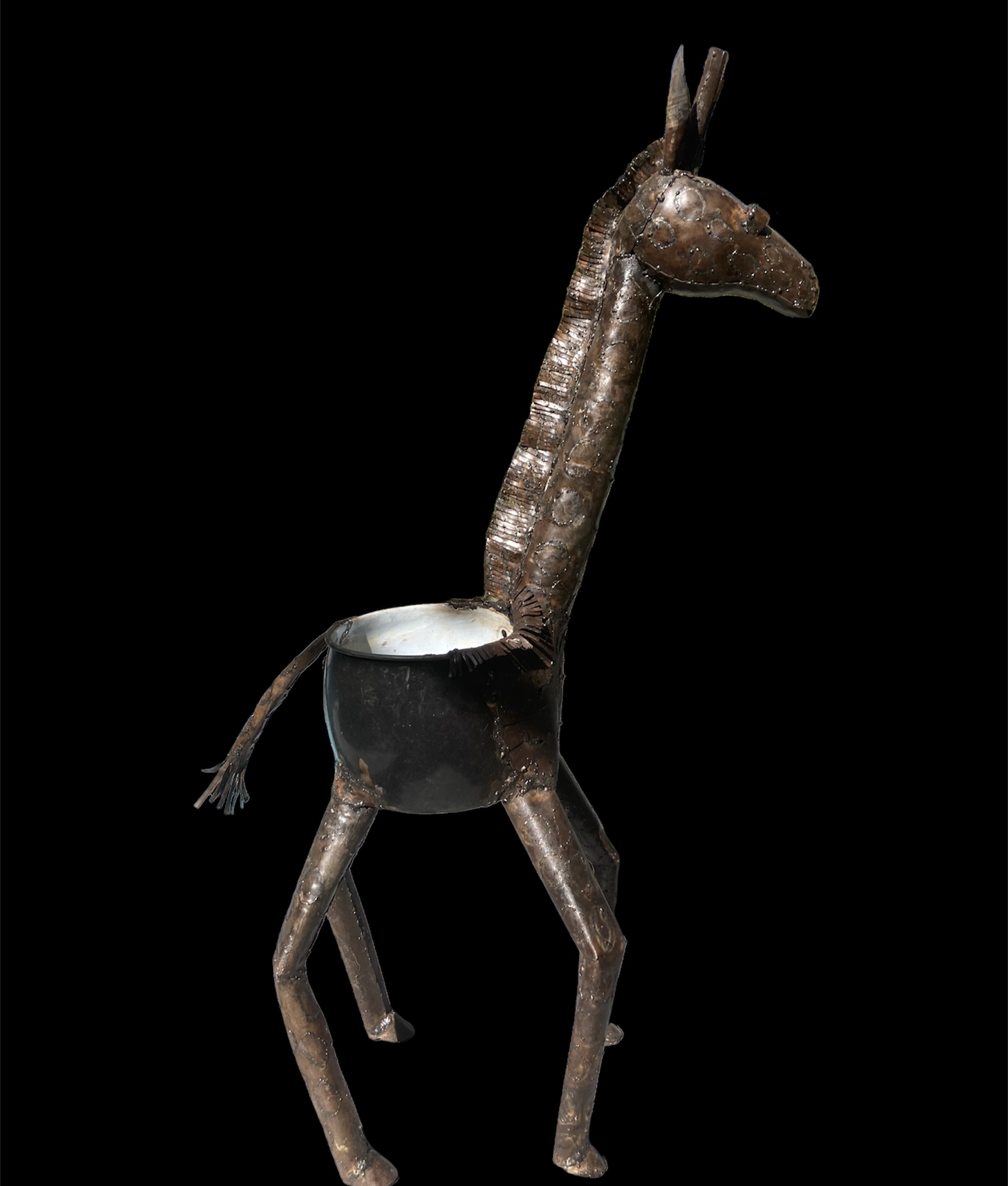 Giraffe Pot Metal Sculpture by Spencer