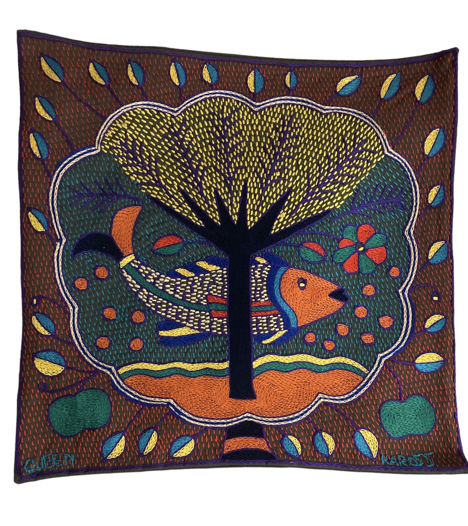 100% Hand-Embroidered Shangaan Cushion Cover  #201914