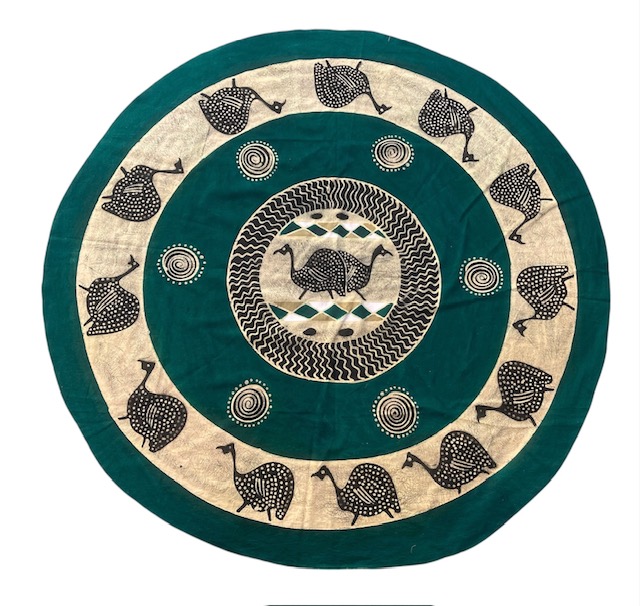 Round Handpainted Tablecloth from Zimbabwe #001