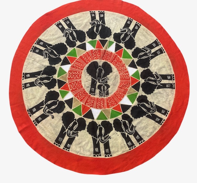 Round Handpainted Tablecloth from Zimbabwe #002