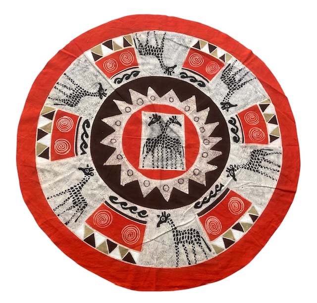 Round Handpainted Tablecloth from Zimbabwe #004
