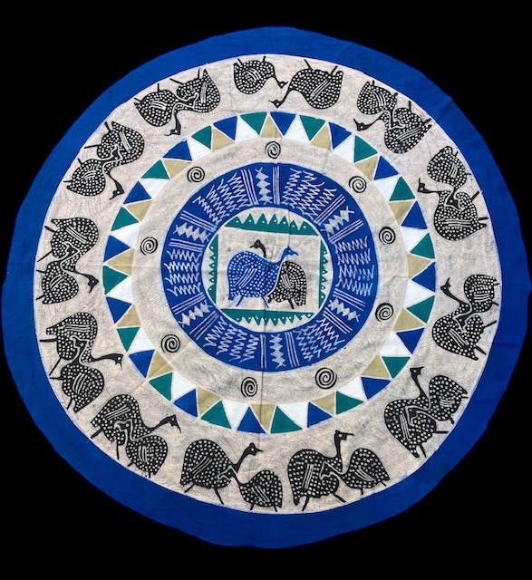 Round Handpainted Tablecloth from Zimbabwe #007