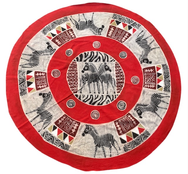 Round Handpainted Tablecloth from Zimbabwe #008