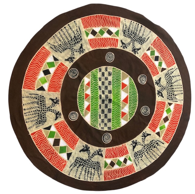 Round Handpainted Tablecloth from Zimbabwe #009