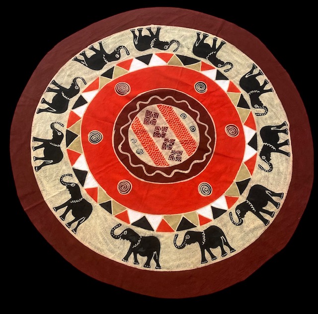 Round Handpainted Tablecloth from Zimbabwe #010