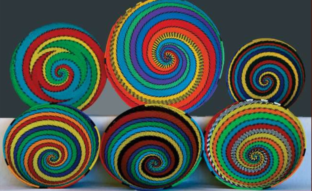 Telephone Wire Bowl - Rainbow Brights - 6 1/2\" diameter