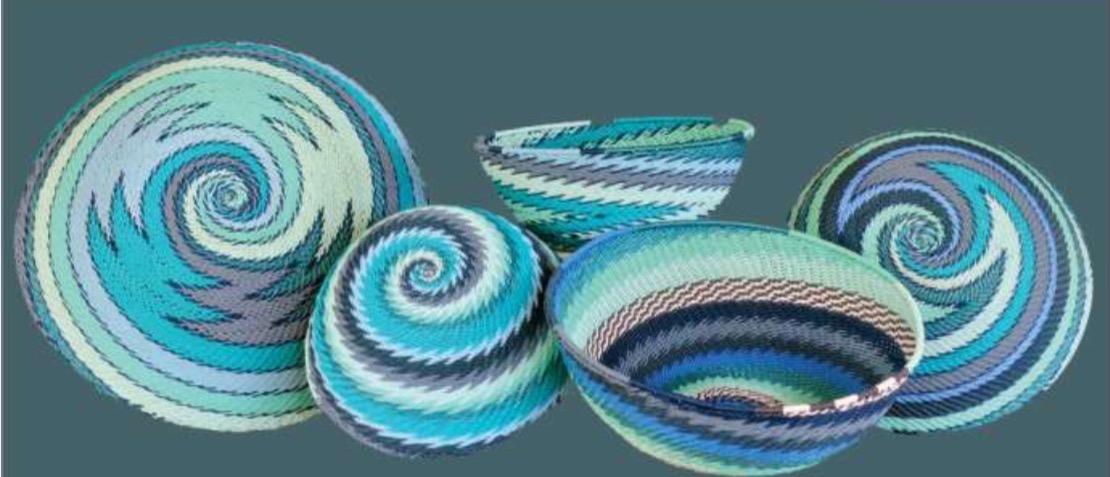 Telephone Wire Bowl - Ocean Waves - 4 1/2" diameter