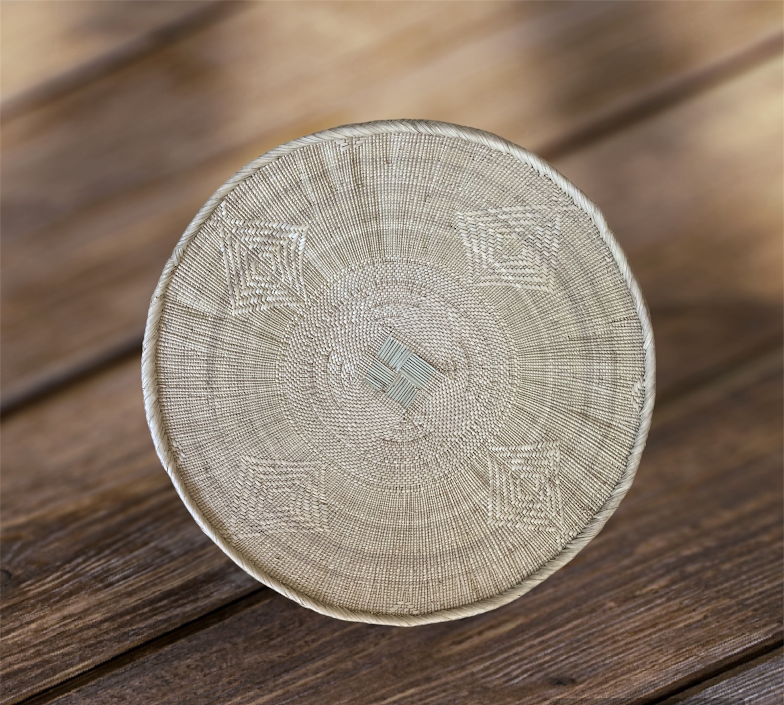 Natural Flat-shaped Binga Basket from Zimbabwe - 23" diameter #8