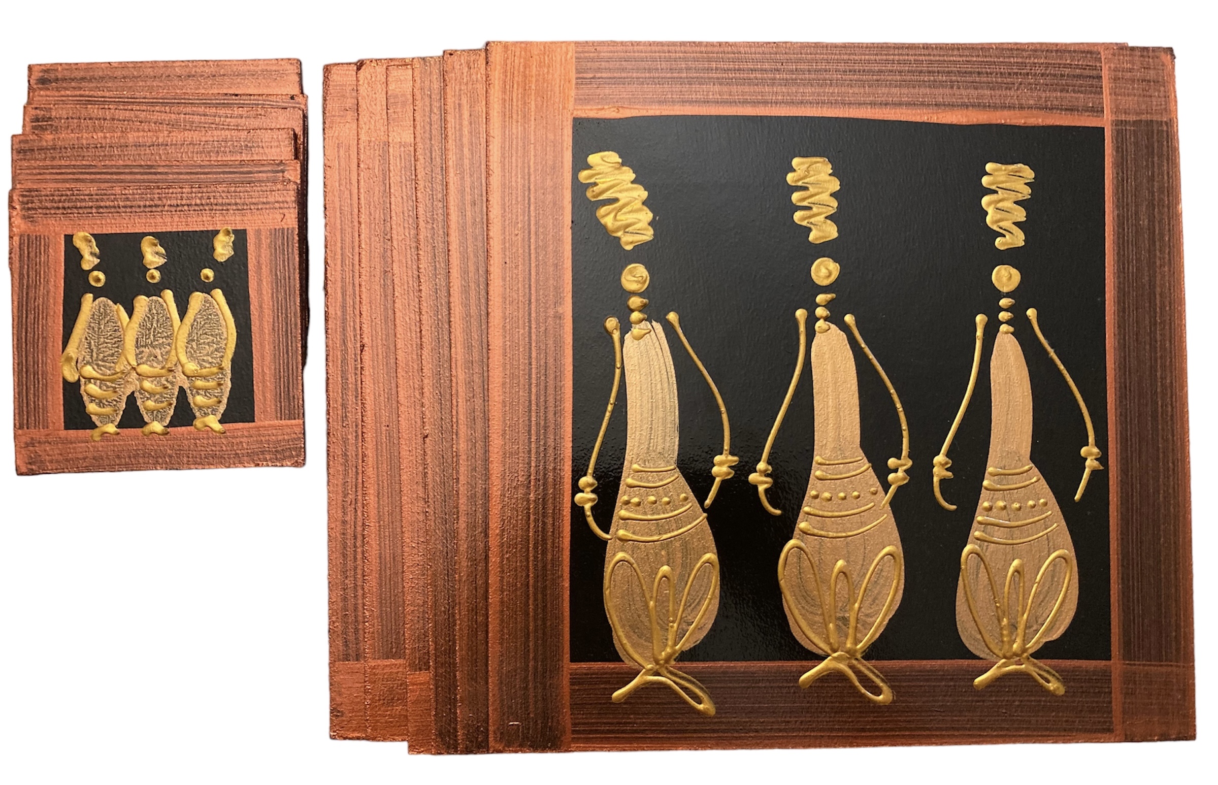 Placemat & Coaster Set - 6 each - African Ladies Bronze