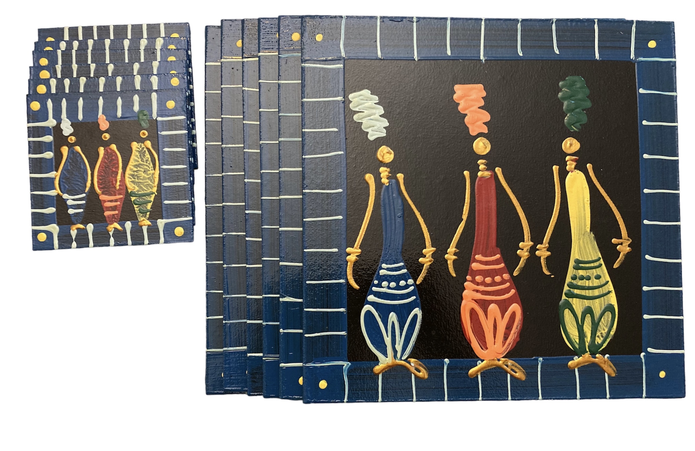 Placemat & Coaster Set - 6 each - African Ladies Blues