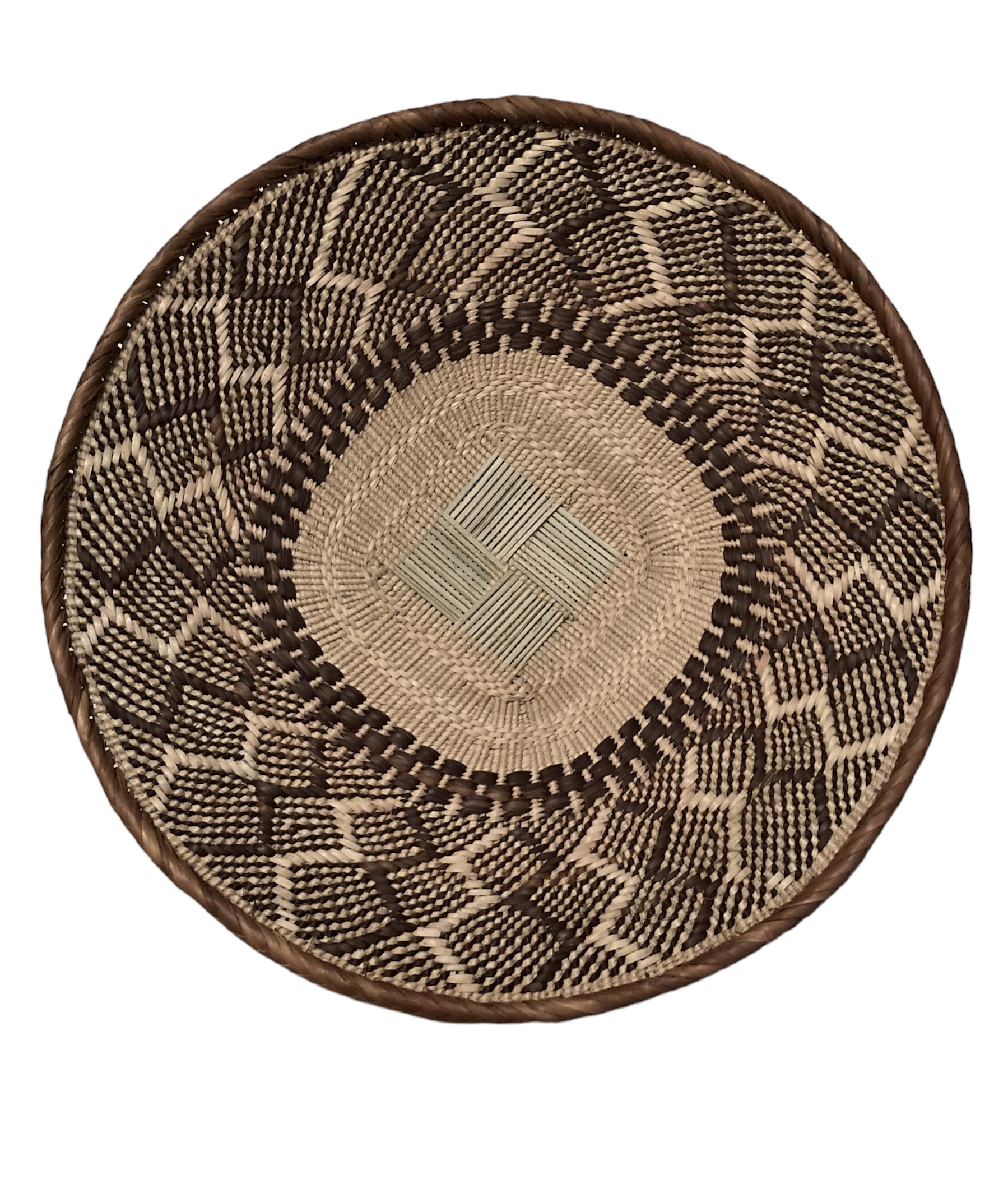 Tonga Basket from Zimbabwe - Design #009 - 15 /12\" dia.