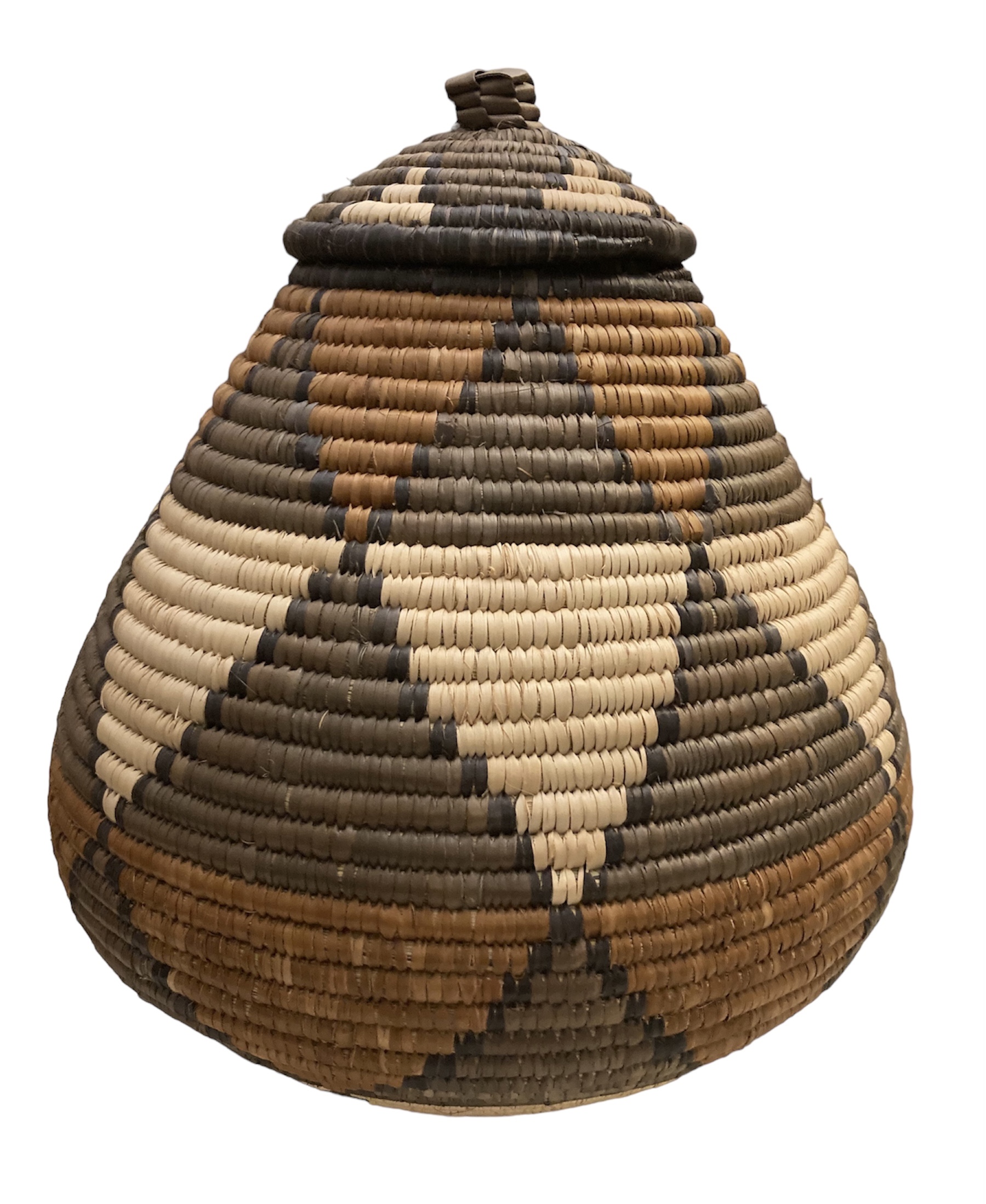 Zulu Ukhamba Lidded basket 001 - 12" x 9 1/2" x 10"