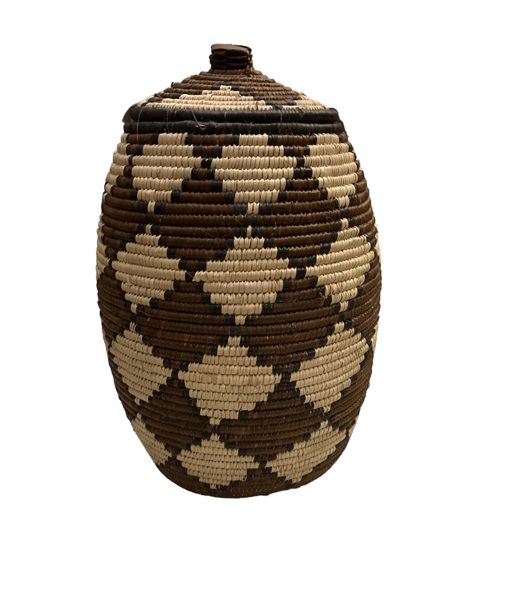 Zulu Ukhamba Lidded basket 006 - 12 1/2\" x 8\" x 8\"