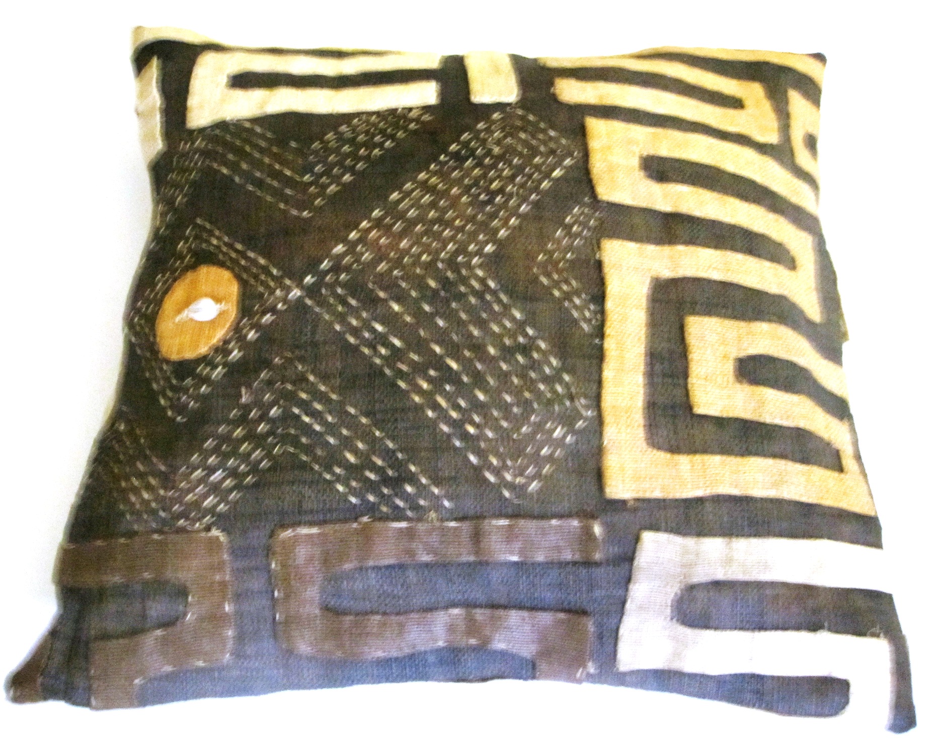 Vintage Kuba Cloth Pillow from Congo #V11