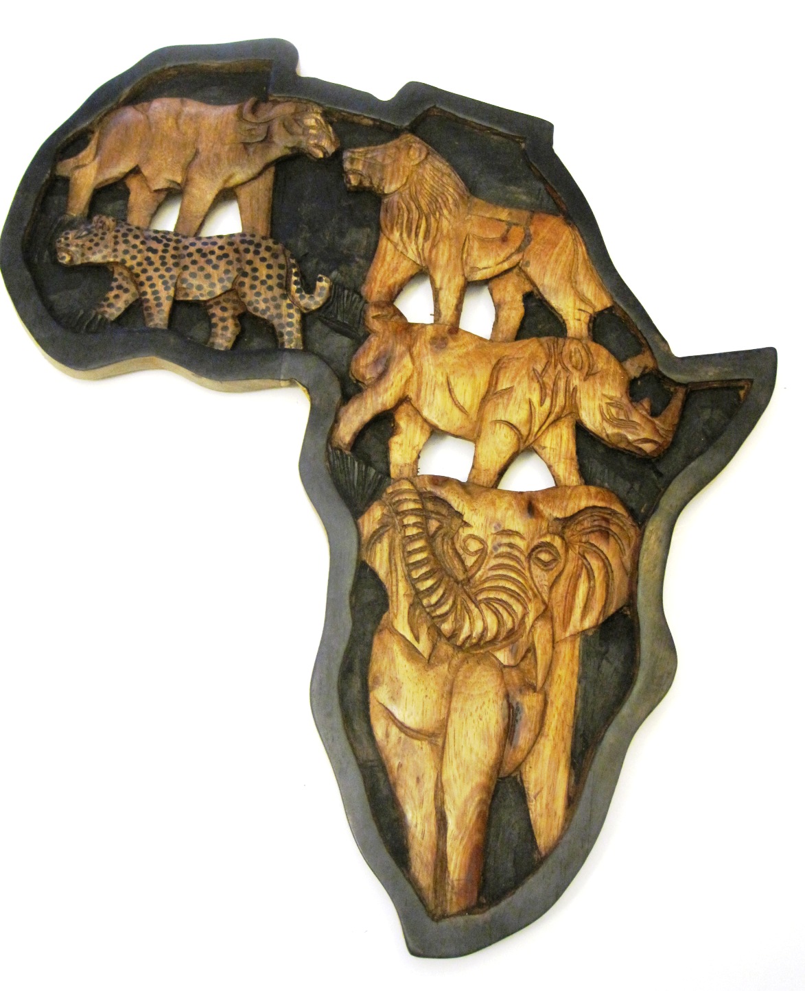 Map of Africa with Big Five Wall Hanging - L