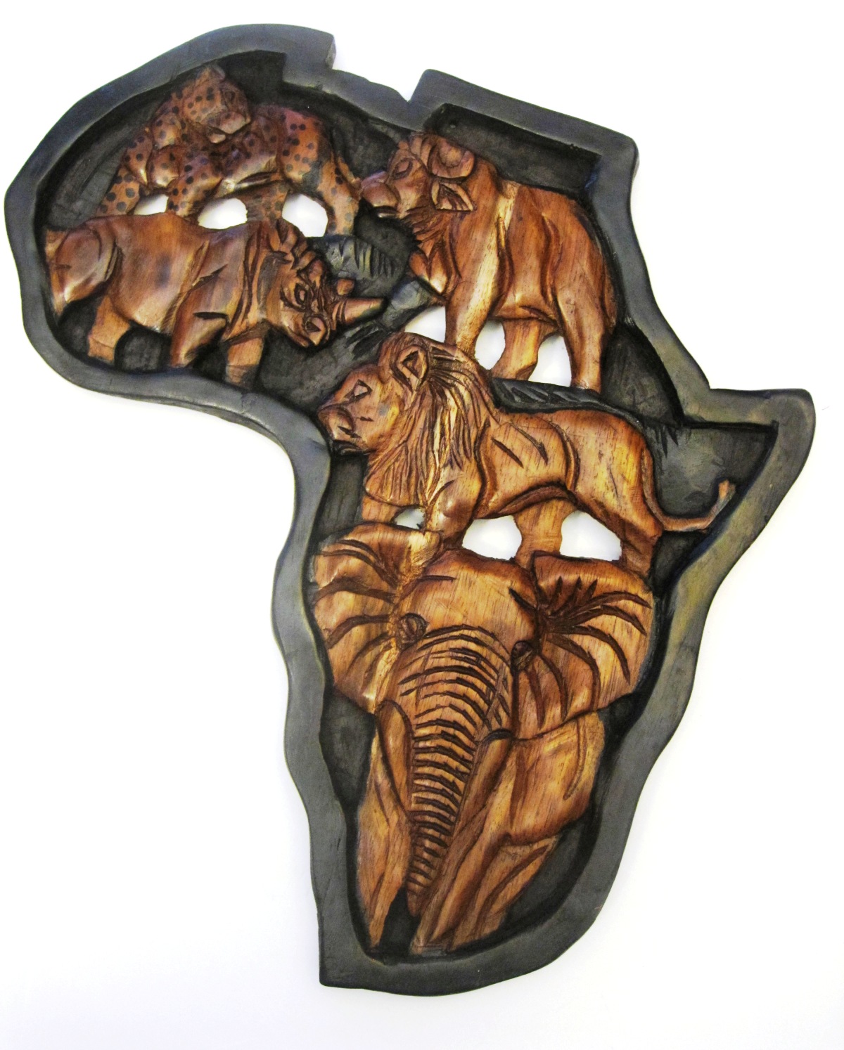 Map of Africa with Big Five Wall Hanging - M