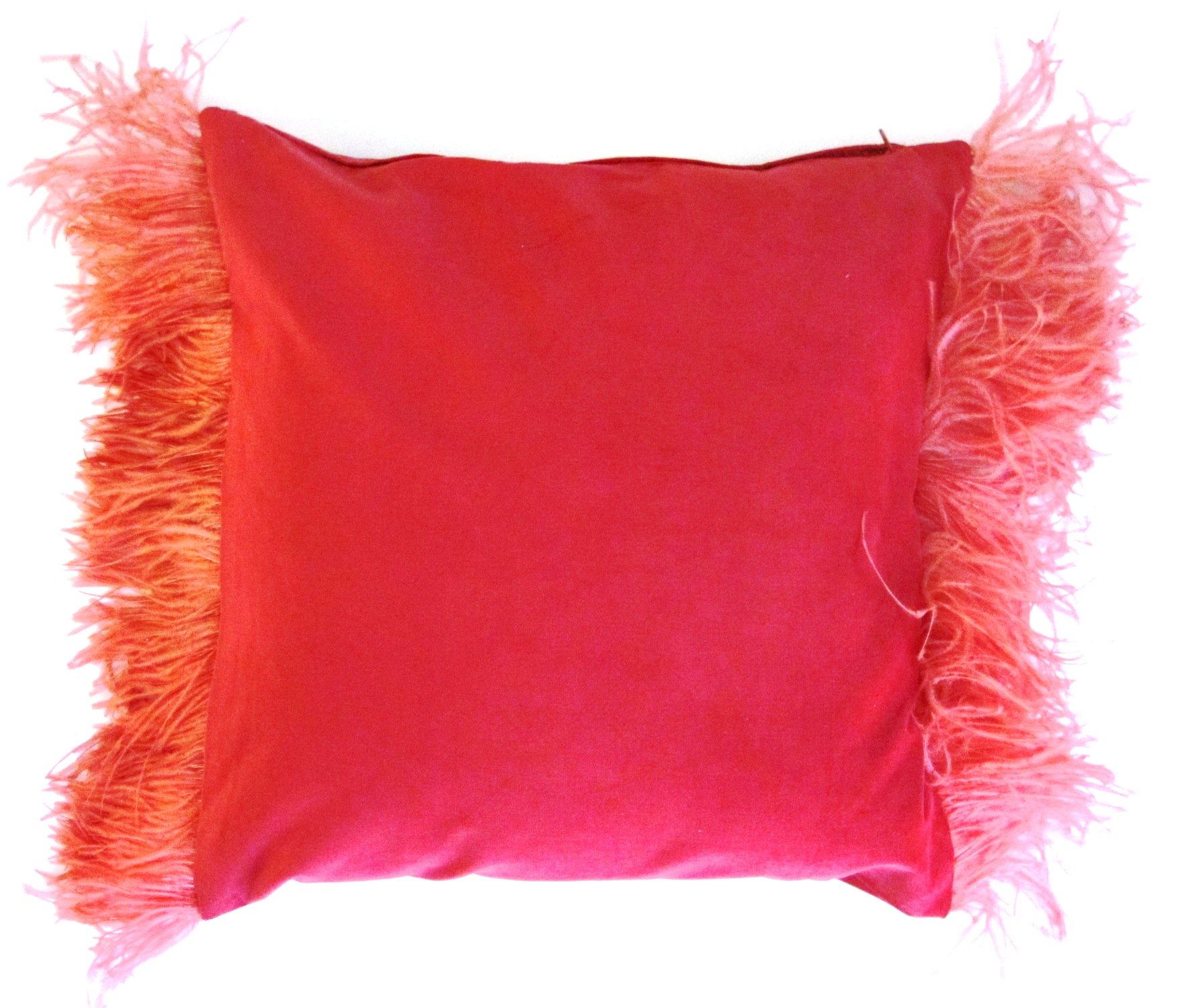 Designer Ostrich Feather Decorative Pillow - Masai