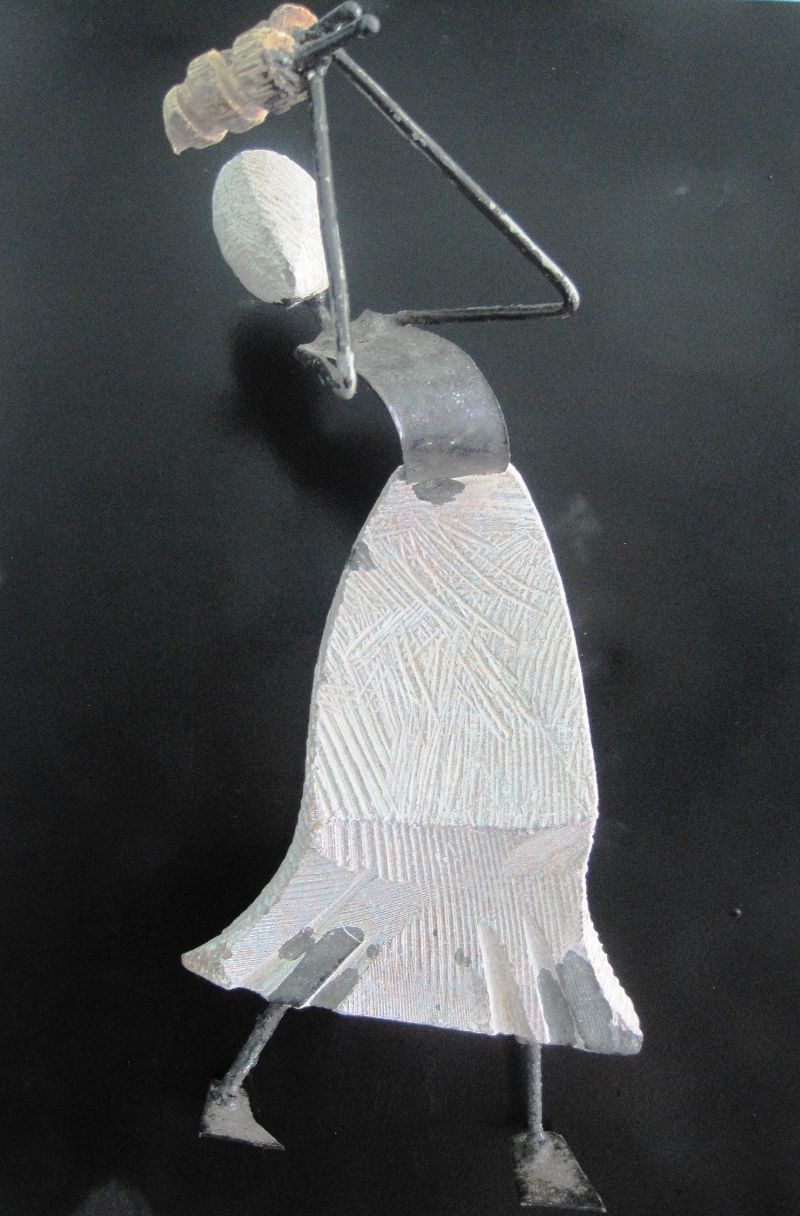 Abstract Sapolite Stone & Metal Figurine #004