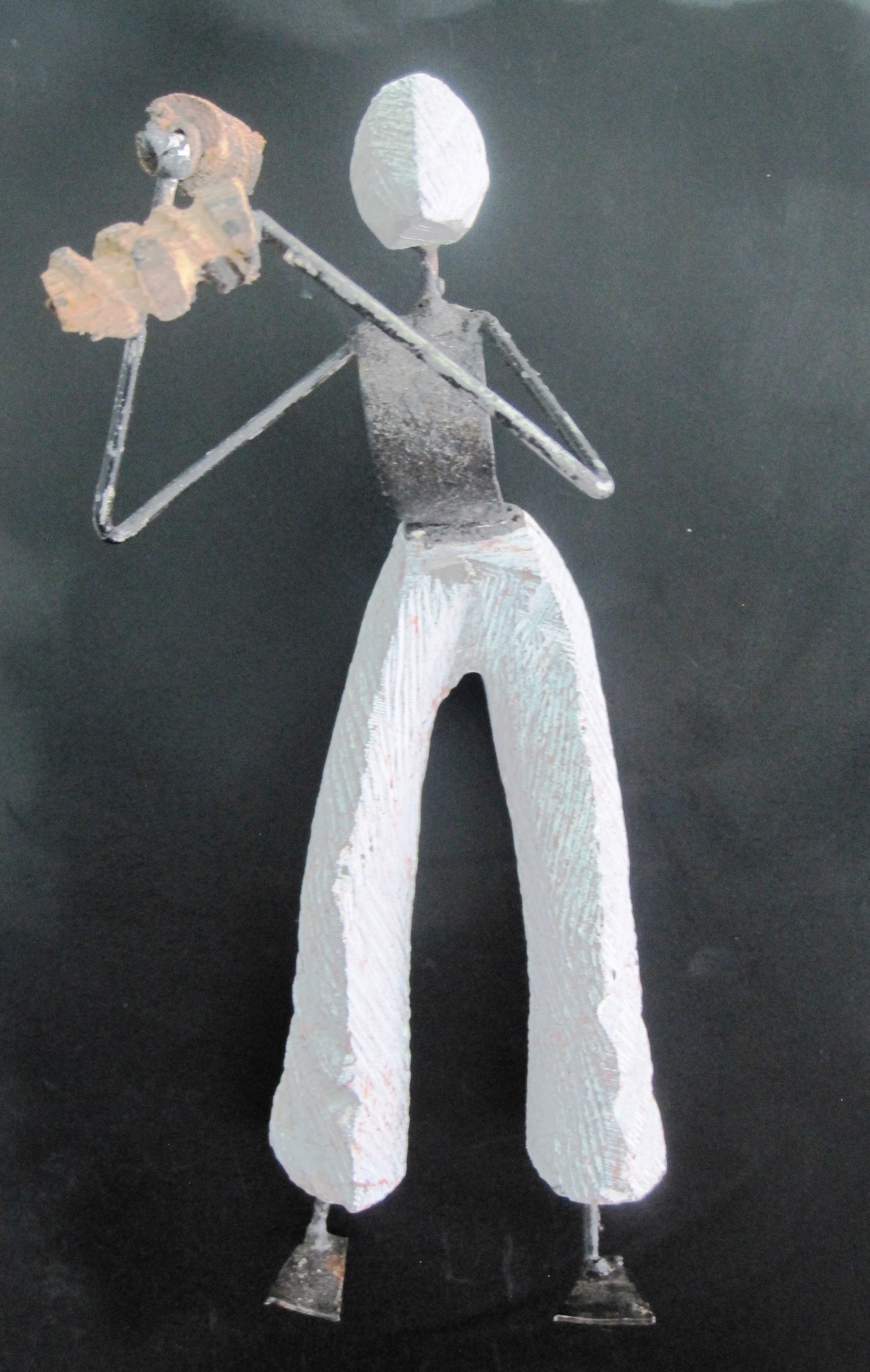 Abstract Sapolite Stone & Metal Figurine #008