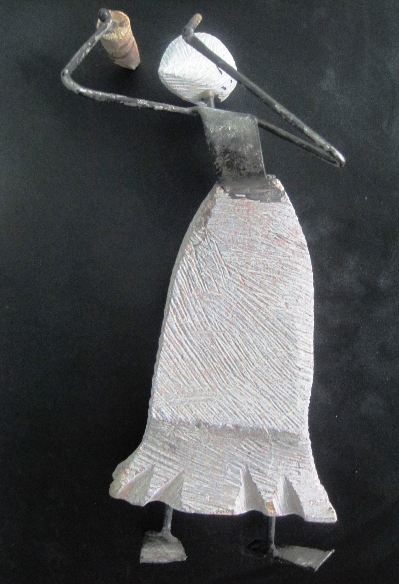 Abstract Sapolite Stone & Metal Figurine #011