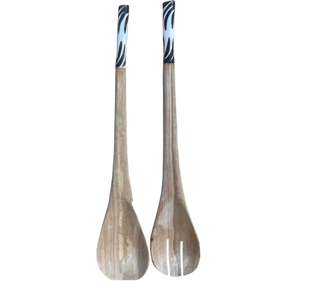 Bone/Wood Salad Server Server Set #002