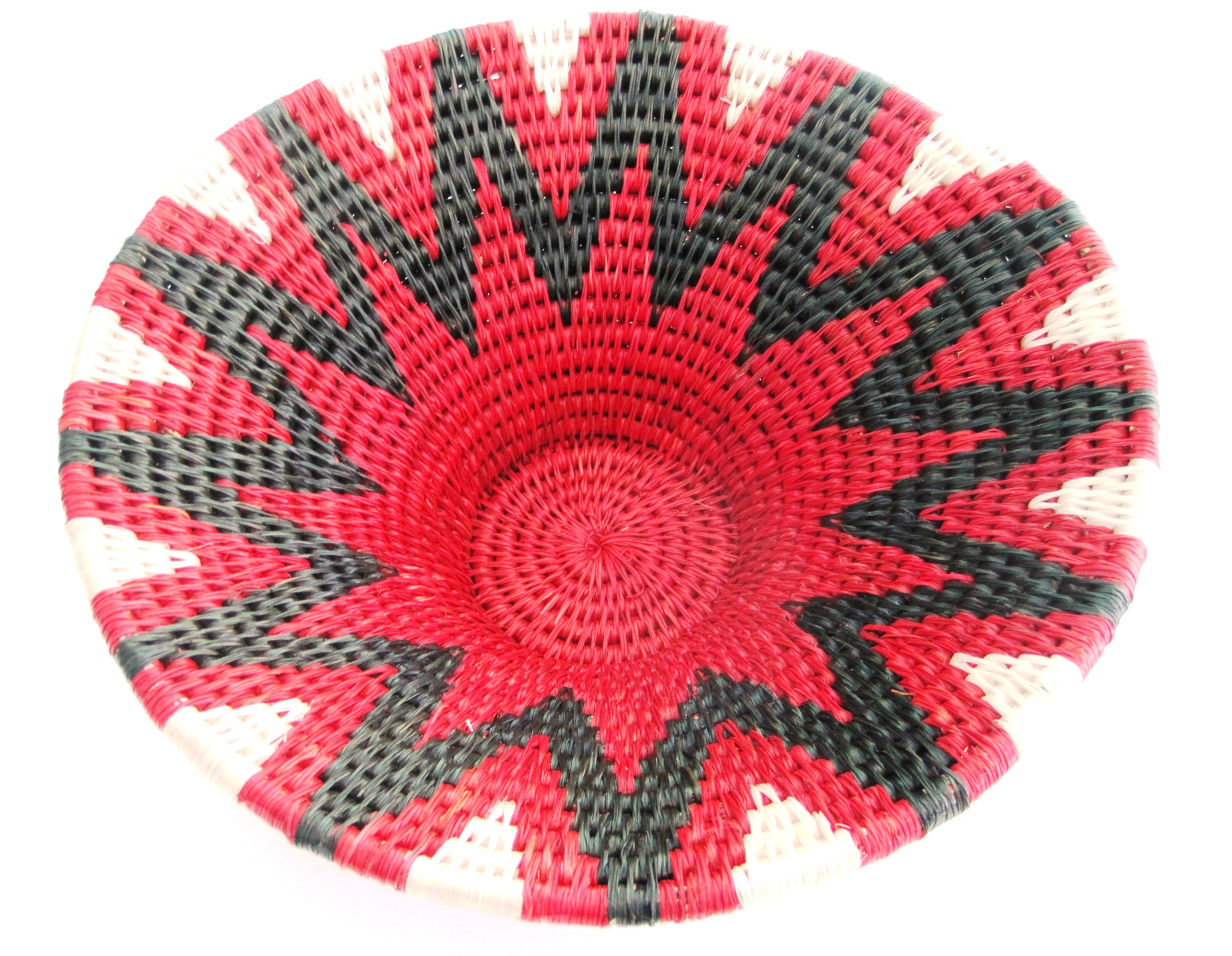 Handwoven Lutindzi Basket from Swaziland - Red Target - M